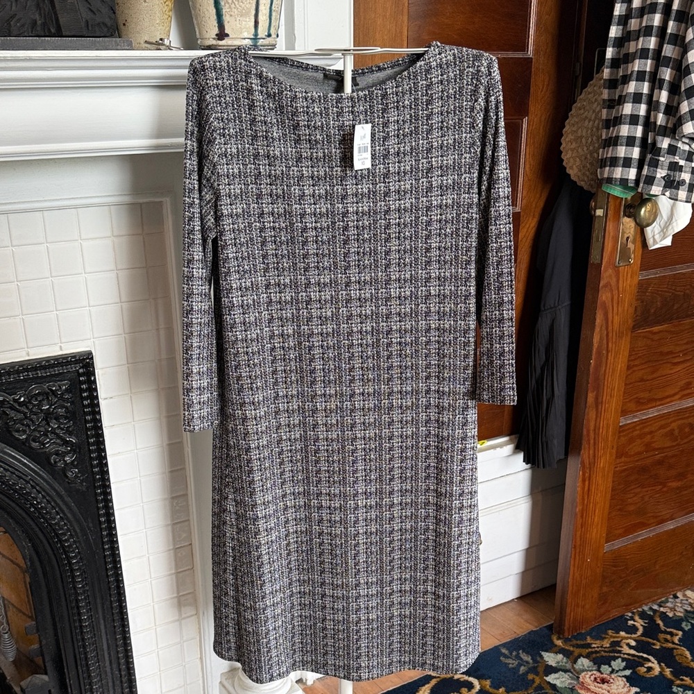 J. Jill Black‎ and White Patterned Long-Sleeve Sheath Dress-NWT. Retail 149